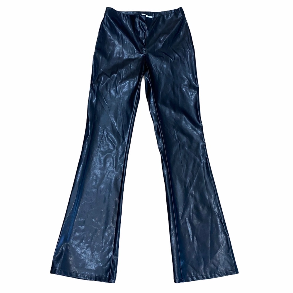 No Appt Necessary Black Faux Leather Flare Pants sz S